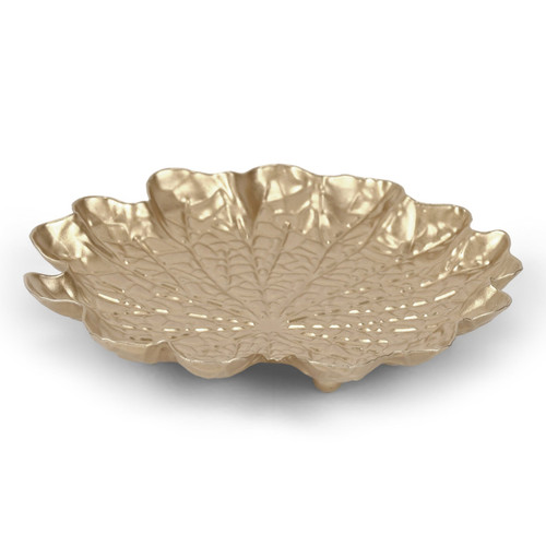 6" Gold Metal Handmade Leaf Trinket Tray