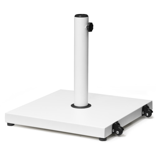 White Market Umbrella Steel In Ground Adjustable Umbrella Base With Wheels