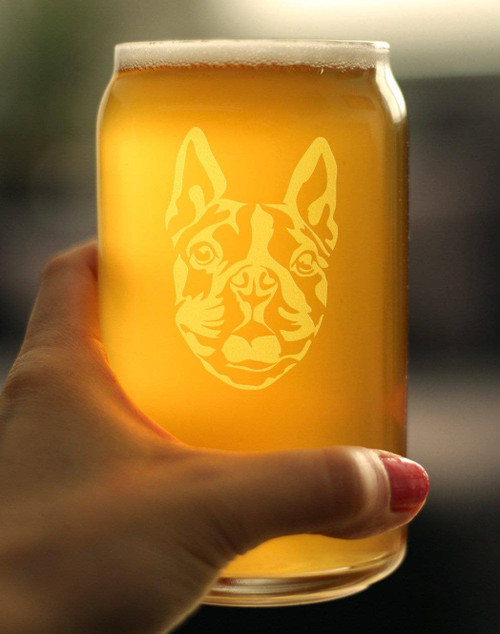 Boston Terrier Face Beer Can Pint Glass - Dog Gifts