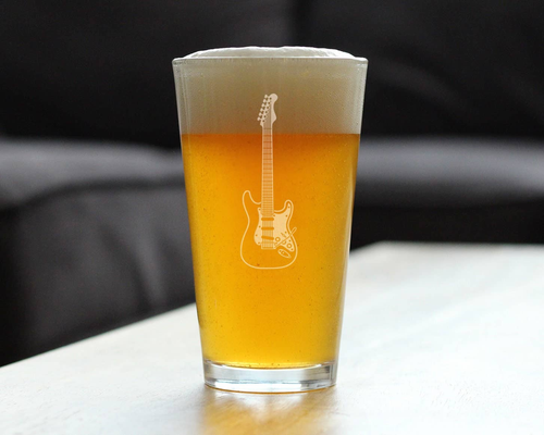 Electric Guitar Pint Glass for Beer - Musician Gifts