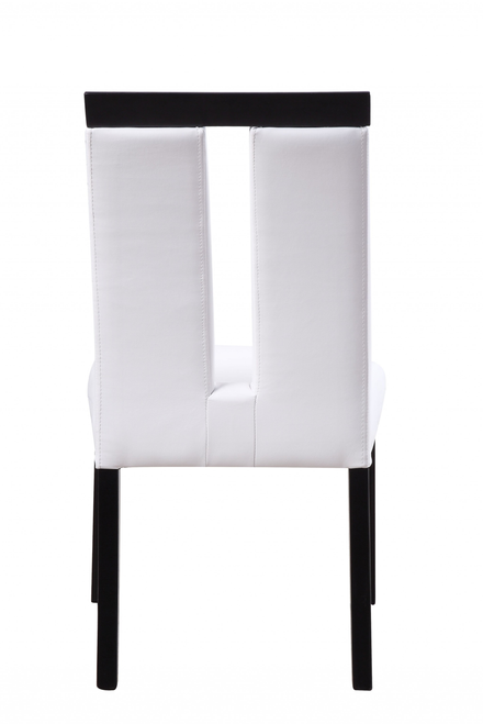 Set of Two White And Black Upholstered Faux Leather Dining Side Chairs