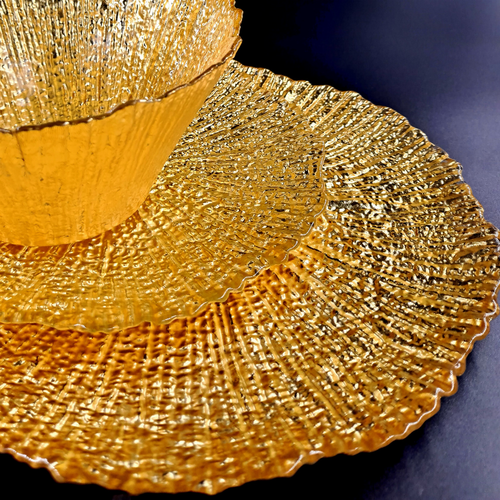 CORAL Gilded Glass Dinnerware Set