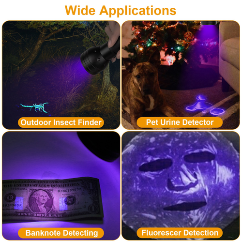 Black Light UV Flashlight 51 LED 395nm Ultraviolet Torch Pet
