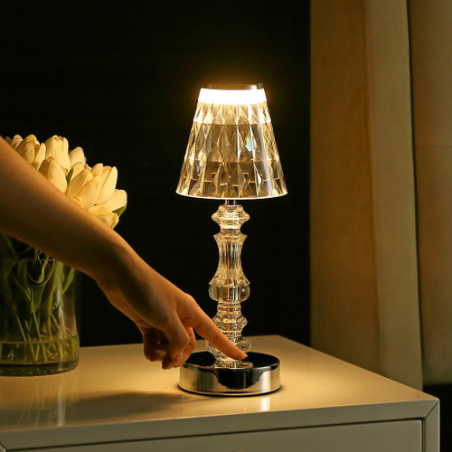 13" Silver Novelty USB Table Lamp With Empire Shade