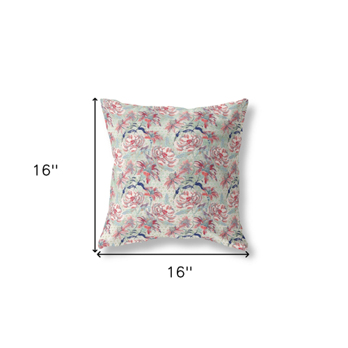 16 Light Green Red Roses Indoor Outdoor Throw Pillow