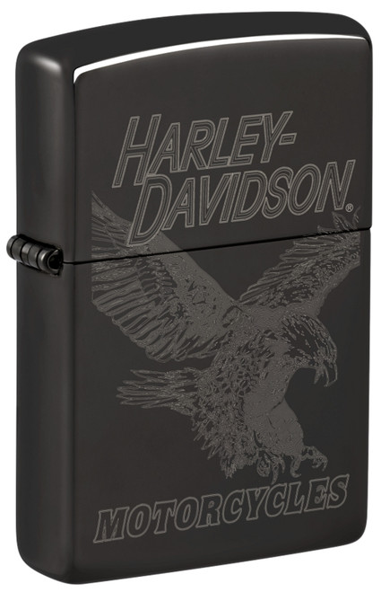 Zippo Harley Davidson Laser Fancy Fill Design High Polish Black Lighter 