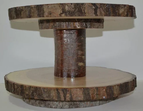 Lazy Susan Double Tier Log Slices 11" to 15 1/2" Diameter