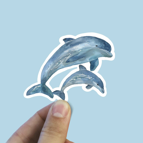 Watercolor Dolphins Vinyl Sticker
