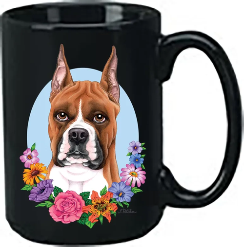Boxer Fawn Cropped - Best of Breed Ceramic 15oz Coffee Black Mug