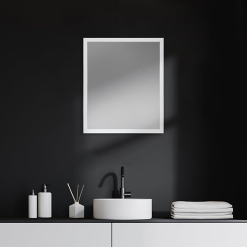 Rectangle White Accent Mirror With Crisp White Finish Frame
