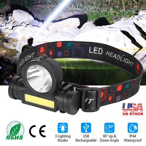 LED Headlight Super Bright Head Torch USB Rechargeable