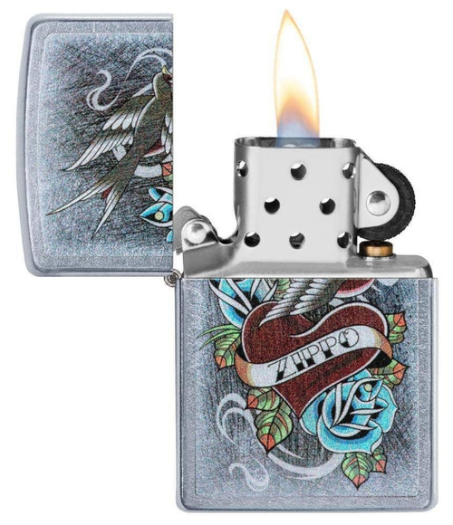 Zippo Vintage Tattoo Zippo Street Chrome Genuine Windproof Lighter 
