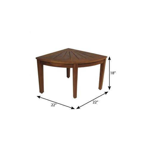 18" X 22" Brown Teak Corner Shower Bench