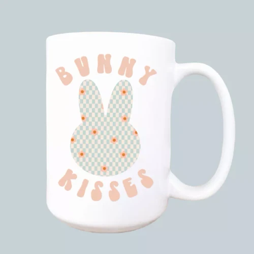 Bunny kisses ceramic coffee mug