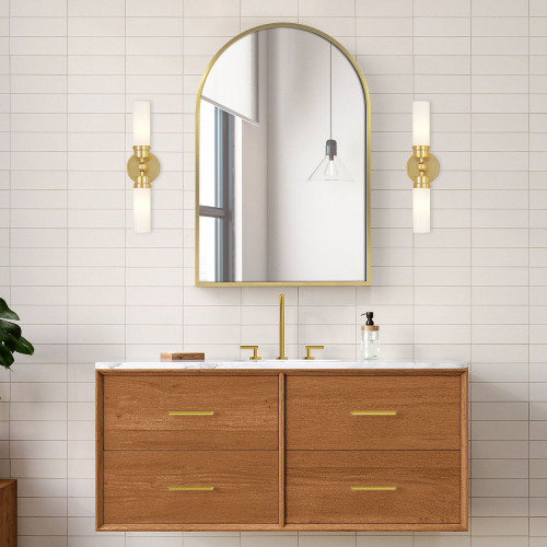 24" Gold Arch Metal Framed Mirror Set