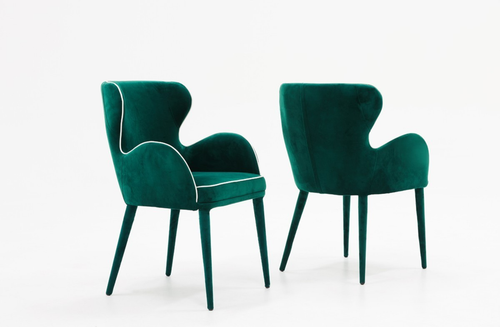 Modern Green Velvet With White Dining Or Side Chair