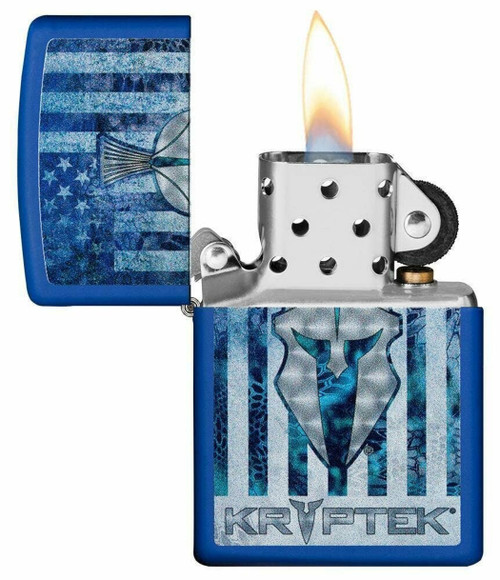 Zippo Kryptek Logo USA Flag Royal Blue Matte Genuine Windproof Lighter 