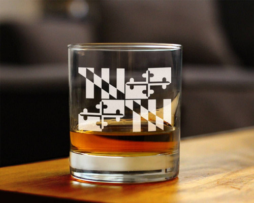 Flag of Maryland Whiskey Rocks Glass - Marylanders Gifts