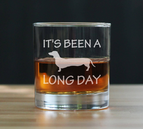 Long Day Whiskey Rocks Glass - Dachshund Gifts and Decor