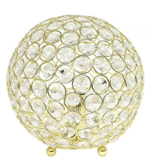 Elegant Designs Elipse 8 Inch Crystal Ball Sequin Table Lamp, Gold