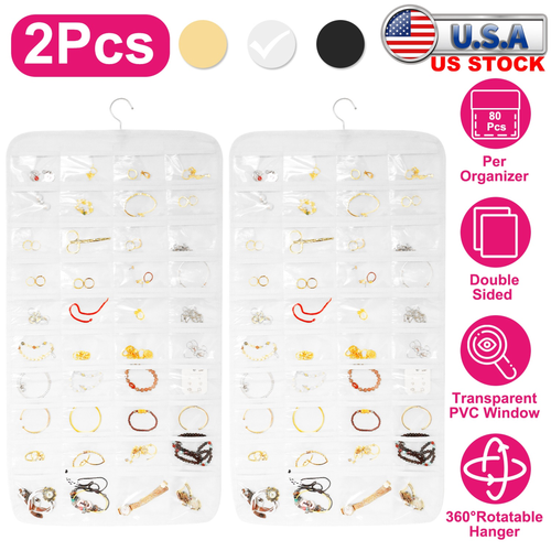 2Pcs Hanging Jewelry Organizer Earring 