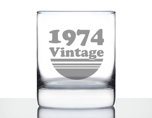 Vintage 1974 Whiskey Rocks Glass - 50th Birthday Gifts