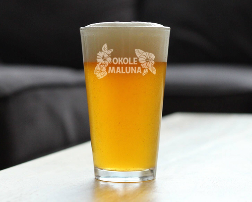 Cheers Hawaiian Okole Maluna Pint Glass for Beer Hawaii Gift