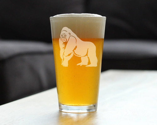 Gorilla Pint Glass for Beer - Exotic Animal Gifts and Decor
