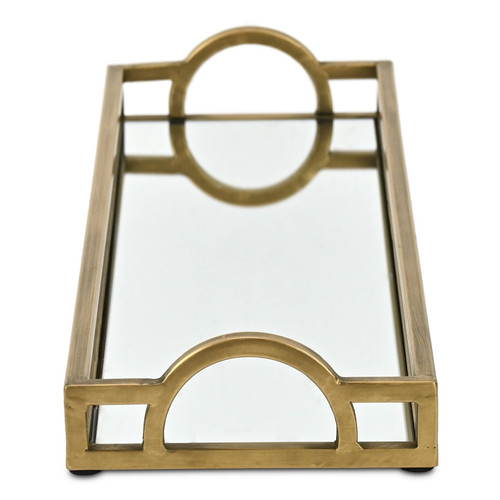 24" Gold Mirrored Glass Handmade Vanity Tray With Handles