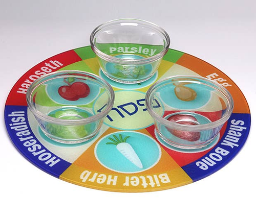 Seder Plate and Custom/with 6 Glass Bowls