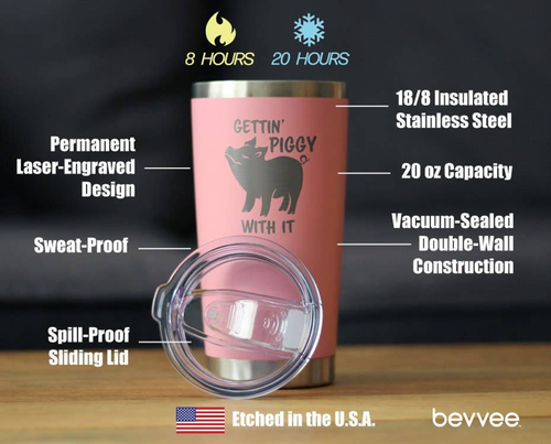 Gettin Piggy Insulated Travel Tumbler - Pig Gifts and Decor