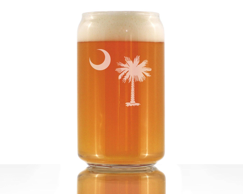 South Carolina Flag Beer Can Pint Glass Palmetto State Gifts