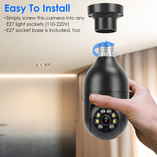 E27 WiFi Bulb Camera 1080P FHD WiFi IP Pan