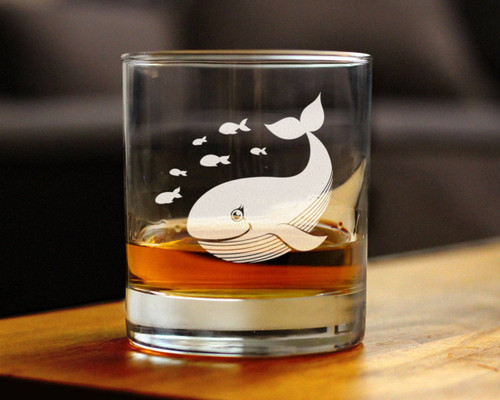 Cute Whale Whiskey Rocks Glass - Ocean Beach Gifts and Decor