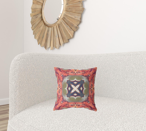 16" X 16" Peach Geometric Indoor Outdoor Throw Pillow