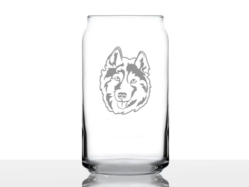 Siberian Husky Face Beer Can Pint Glass - Dog Gifts