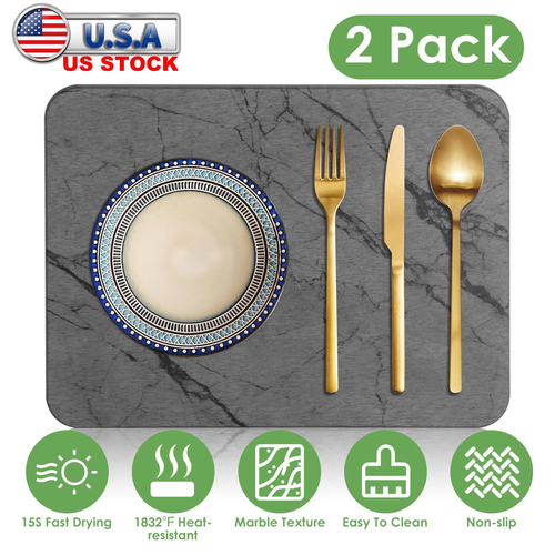 2 Pack 11.81x15.75in Stone Dish Drying Mat 