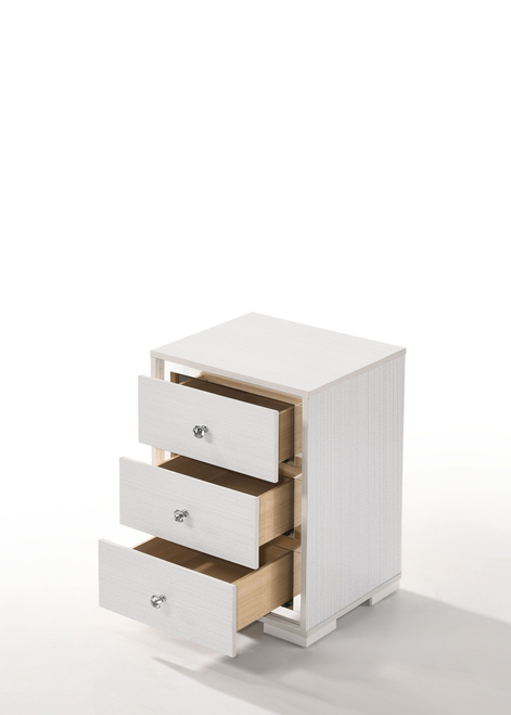 15" X 18" X 25" Cream Wood Veneer (Paper) Nightstand