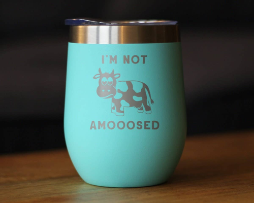 Not Amoosed Insulated Wine Tumbler - Cow Gifts and Decor