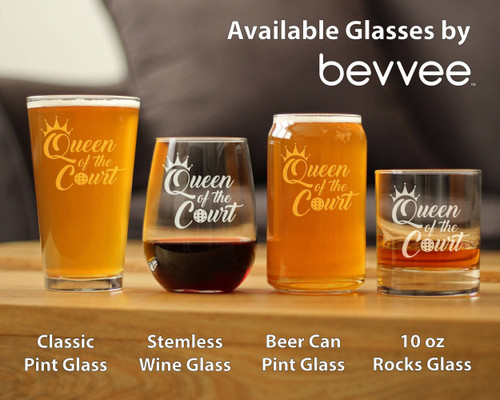 Queen of the Court Stemless Wine Glass - Pickleball Gifts