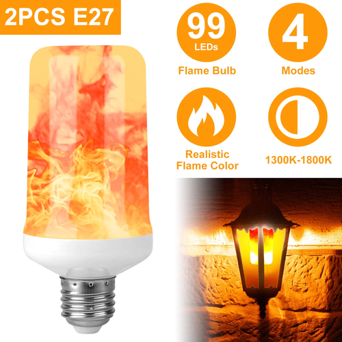 2Pcs E27 LED Flame