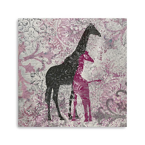 Exotic Pink Giraffes Unframed Print Wall Art Polyester