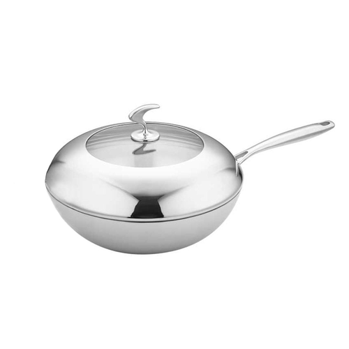 Stainless Steel Fry Pan  Frying Pan Top Grade Cooking Non Stick Interior Skillet with Lid