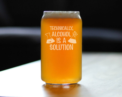 Alcohol Solution Beer Can Pint Glass - Funny Science Gifts