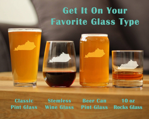 Kentucky Outline Beer Can Pint Glass - Kentuckers Gifts