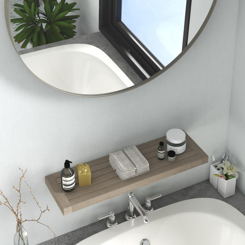 33" Brown Wood Wall Mounted Bathroom Shelves