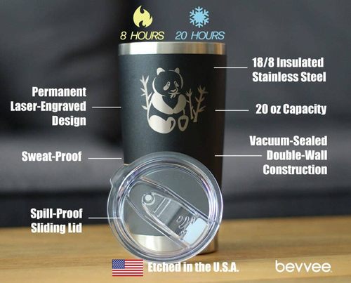 Panda Insulated Travel Tumbler - Panda Gifts and Decor
