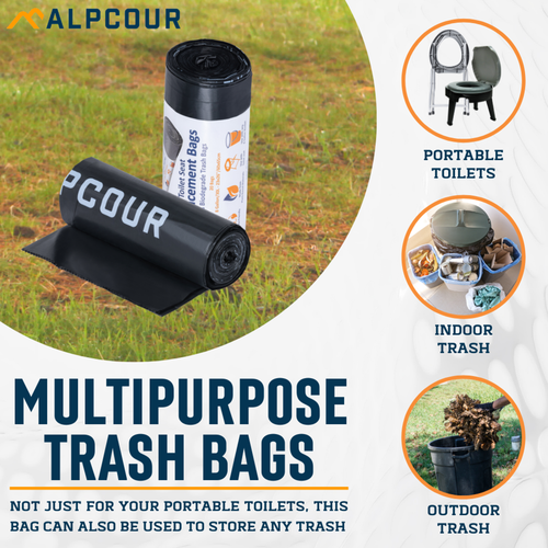 Alpcour Compostable Waste Bags for Portable Toilet Seat