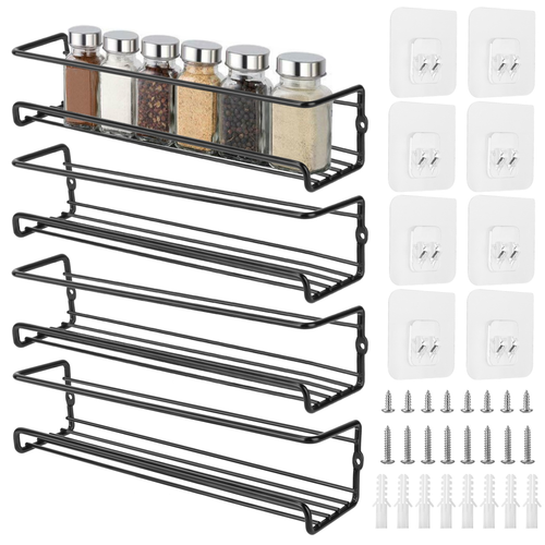 4Pcs Wall Mount Spice Racks 