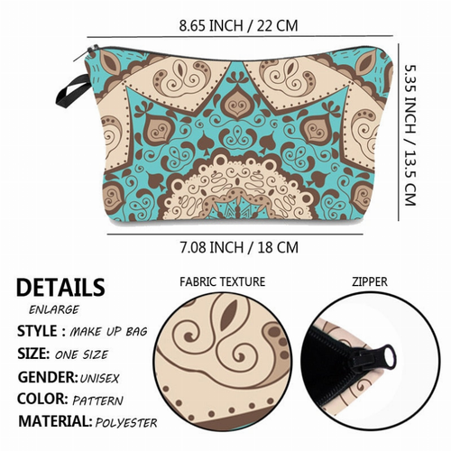 Mandala Design Water Resistant Cosmetics Organizer